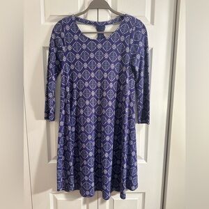 Aina Be Dress with Scoop Back Purple 3/4 Sleeves Size Small